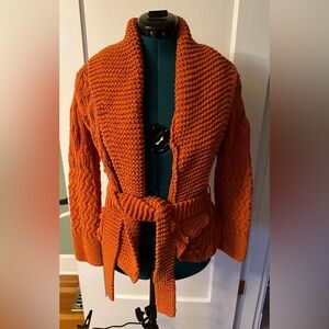 Orange knit cardigan